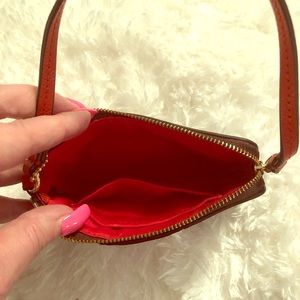 Coach Wristlet Signature Brown with red/orange